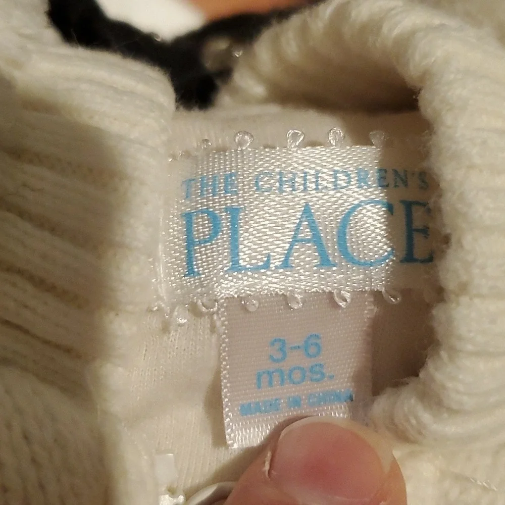 Children's Place Girls White Embroidered‎ Floral Sweater Zip Jacket 3-6M